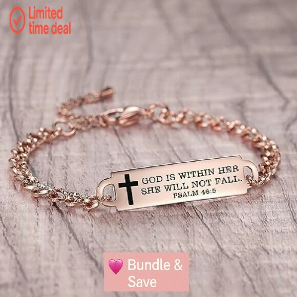 Stainless Steel Inspirational Bible Verse Bracelet Adjustable Christian Jewelry - Picture 3 of 6